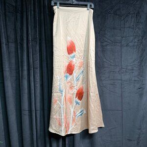 UooZee Floral Maxi Skirt Beige A-Line Women’s S/M